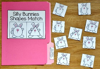 Bunny File Folder Game:  Silly Bunny Shapes Match