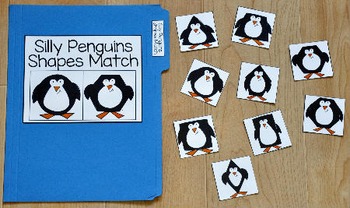 Penguin File Folder Game:  Penguins Shapes Match
