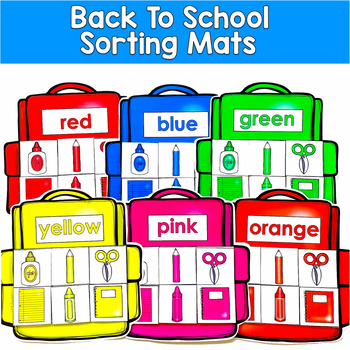 Back to School Color Sorting Mats | School Supplies Color Identification | SLP S