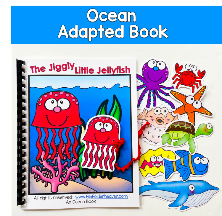 Ocean Adapted Book with Activities | Prepositions, WH Questions & Sequencing