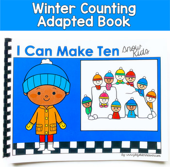 Winter Count & Draw Adapted Book | Make Ten Snow Kids | Math PreK SPED Autism