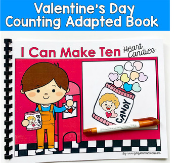 Valentine's Counting Adapted Book | Make Ten Heart Candies | Math PreK SPED