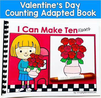 Valentine's Counting Adapted Book | Make Ten Roses | Math PreK SPED Autism