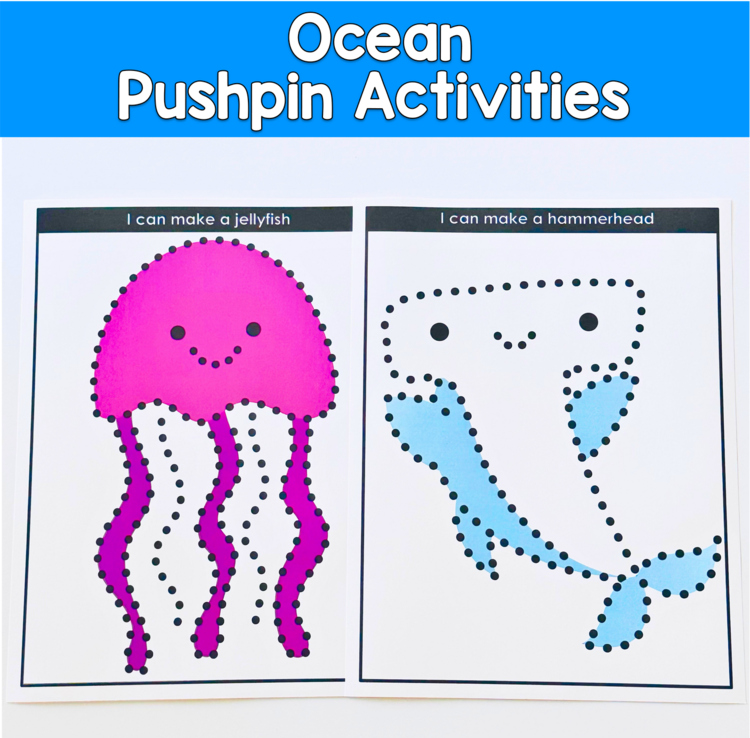 Ocean Push Pin Activities | Fine Motor Pin Poke Centers | OT SPED Autism PreK