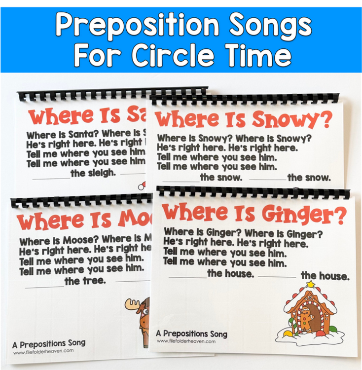 Preposition Circle Time Songs Adapted Books Bundle | Positional Words for Pre-K