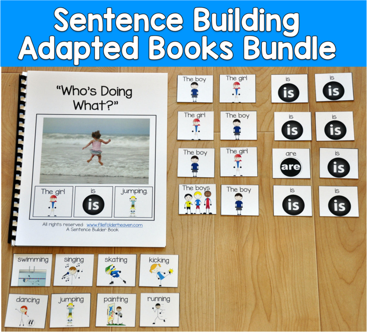 Sentence Building Adapted Books Bundle | WH Questions | SLP SPED Autism PreK OT