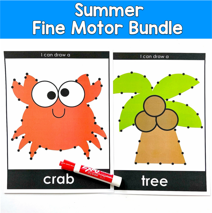 Summer Fine Motor Bundle | Tracing Q-Tip Push Pin Dot-to-Dot | OT SPED Autism