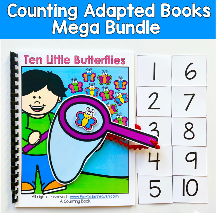 Counting Adapted Books MEGA Bundle | Numbers 1-10 Number Words | Math SLP SPED