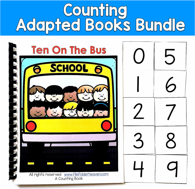 Counting Adapted Books Bundle | Numbers 1-10 Number Words | SLP SPED Math Autism