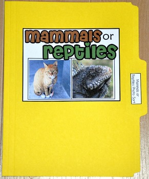 Mammals or Reptiles Sort File Folder Game