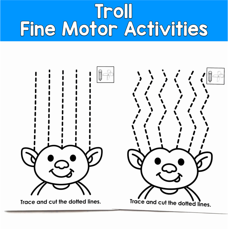 Troll Tracing and Cutting Practice | Fine Motor Scissor Skills | PreK OT SPED