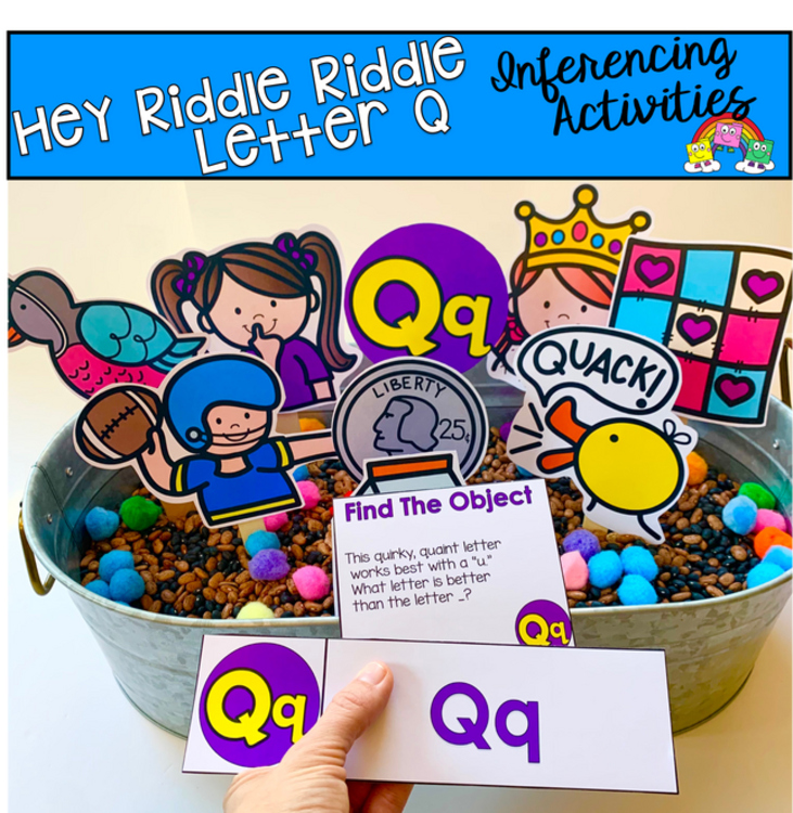 Letter Q Activities: "Hey Riddle Riddle" Sensory Bin Riddles