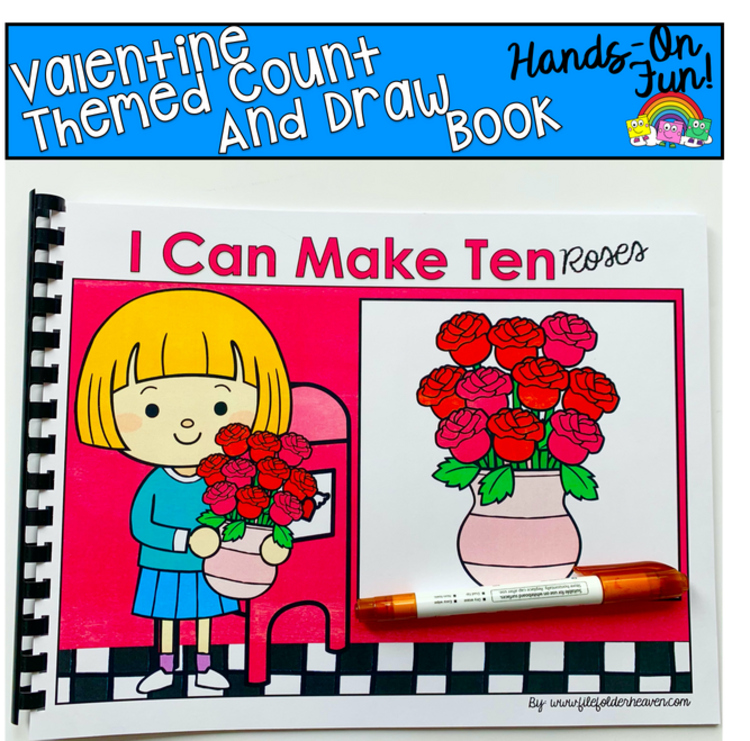 Valentine's Day Count And Draw Adapted Book:  I Can Make Ten Roses