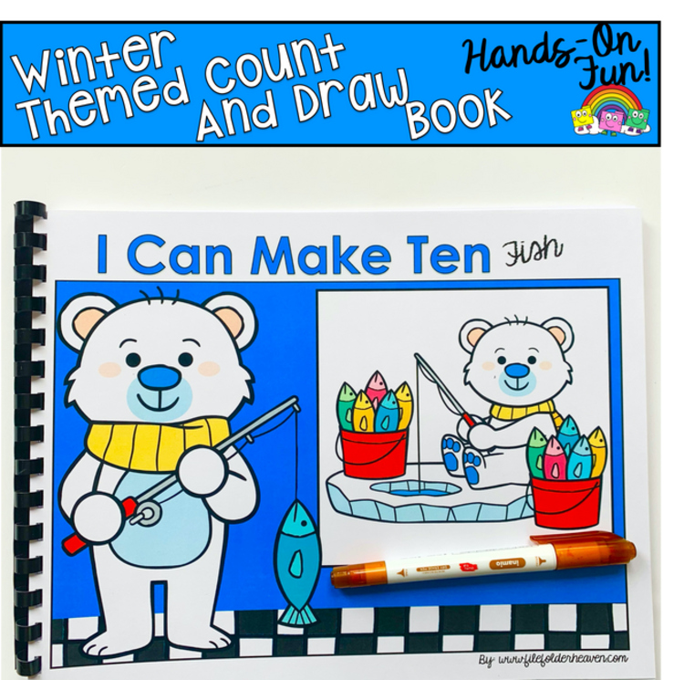 Winter Counting Adapted Book | Draw Ten Fish | Math for Special Education
