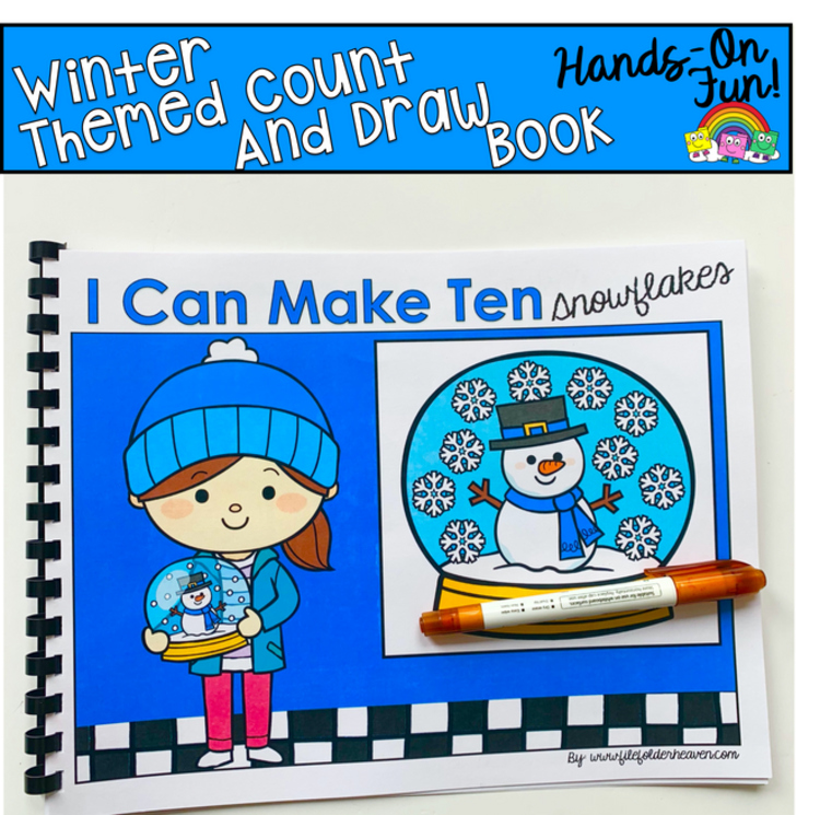Winter Counting Adapted Book | Draw Ten Snowflakes | Math for Special Education