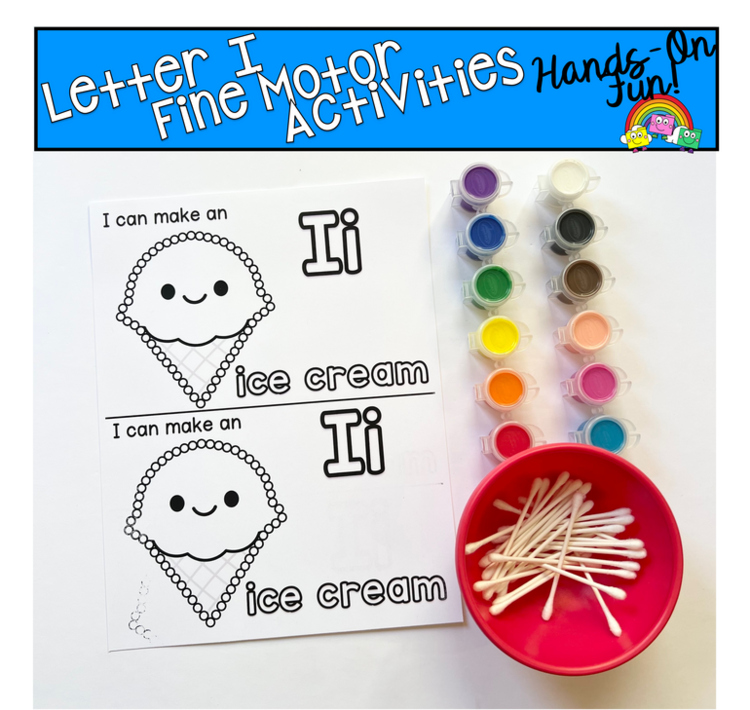 Letter I Fine Motor Q-Tip Painting