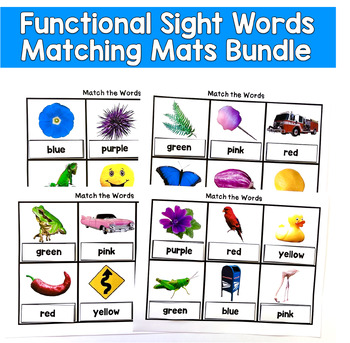 Functional Sight Words Matching Mats Growing Bundle | Real Photos | SLP SPED