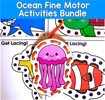 Ocean Fine Motor Bundle | Q-Tip Lacing Tracing Scissor Skills | OT SLP SPED OT