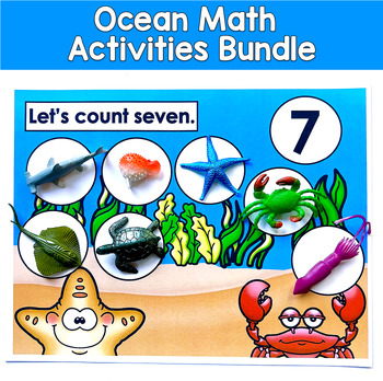 Ocean Math Bundle | Counting Mats 2D Shapes Sorting | PreK SLP SPED Autism Math