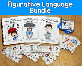 Figurative Language Idioms Bundle | Adapted Books Task Cards | SLP SPED Autism