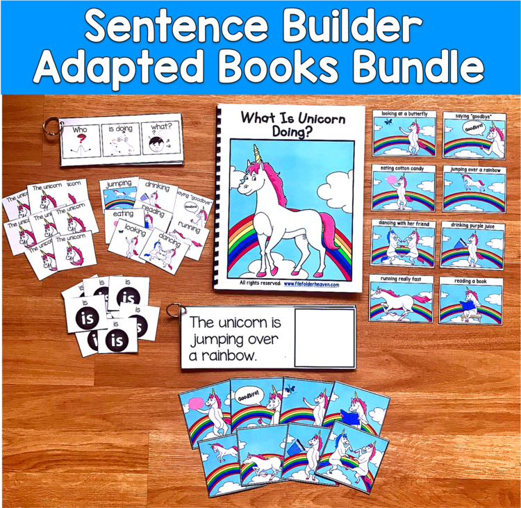 Sentence Builder Books Growing Bundle | Action Words Verbs | SLP SPED Autism