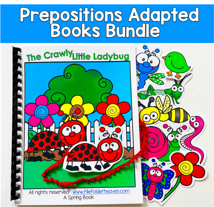 Prepositions Adapted Books Bundle | Position Words, WH Questions, Sequencing |