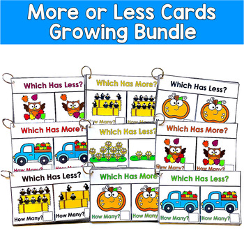 More or Less Task Cards Growing Bundle | Comparing Numbers | SLP SPED Autism
