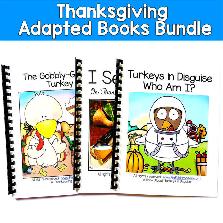 Thanksgiving Adapted Books Bundle | Wh Questions Counting | SLP SPED Autism