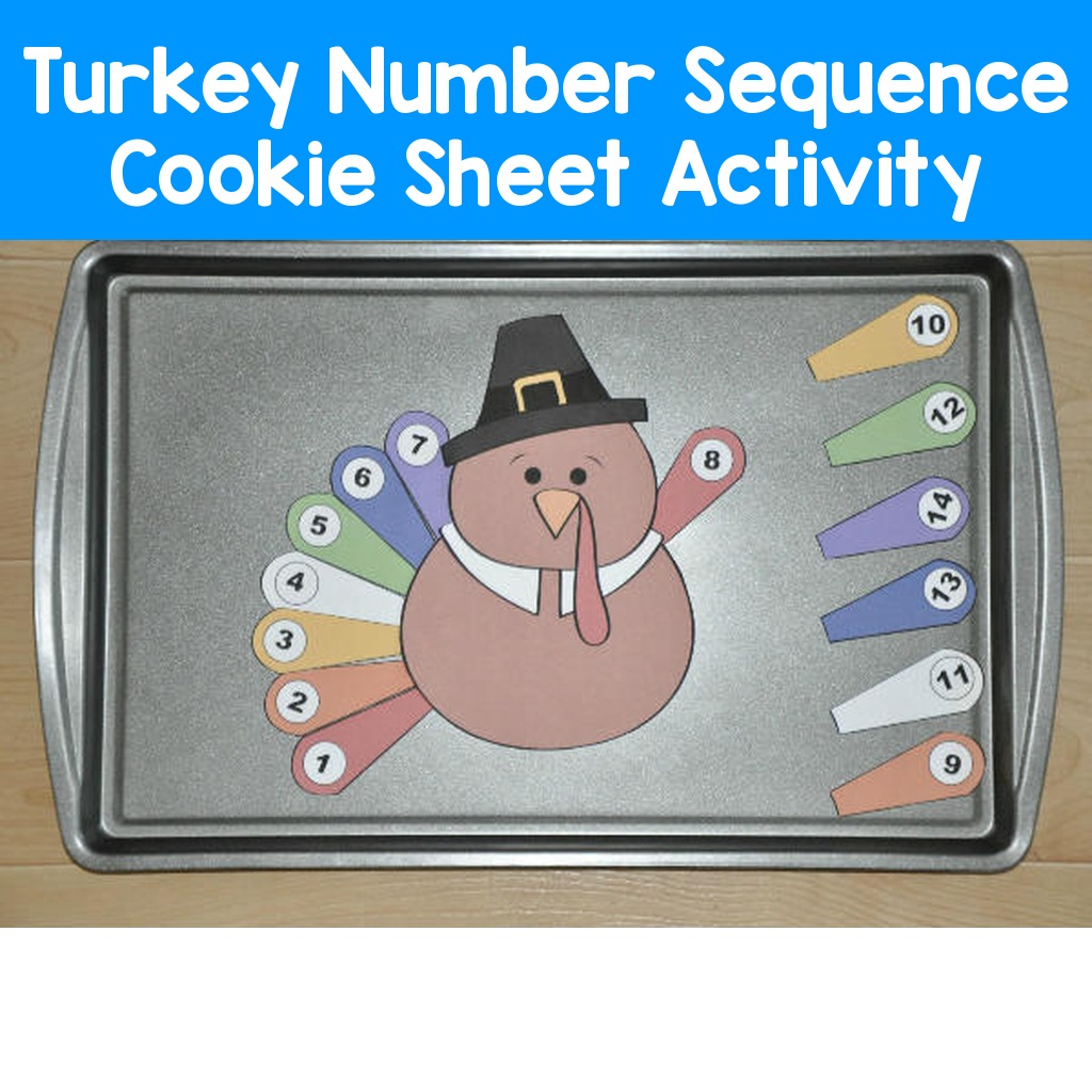 Turkey Number Sequence Cookie Sheet Activity