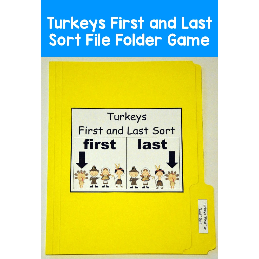 Turkeys First and Last Sort File Folder Game