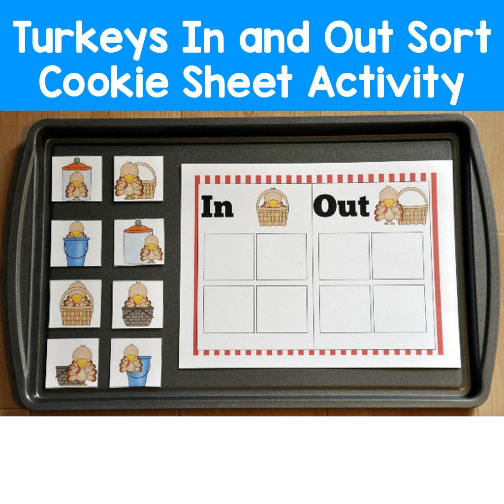 Turkeys In and Out Sort Cookie Sheet Activity