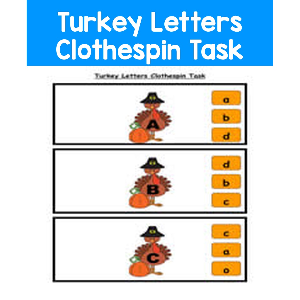 Turkey Letters Clothespin Task