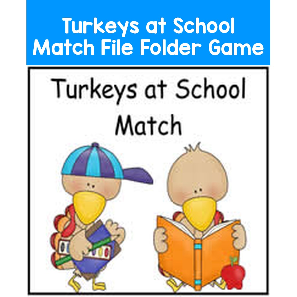 Turkeys at School Match File Folder Game