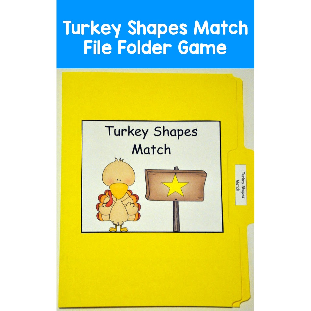 Turkey Shapes Match File Folder Game