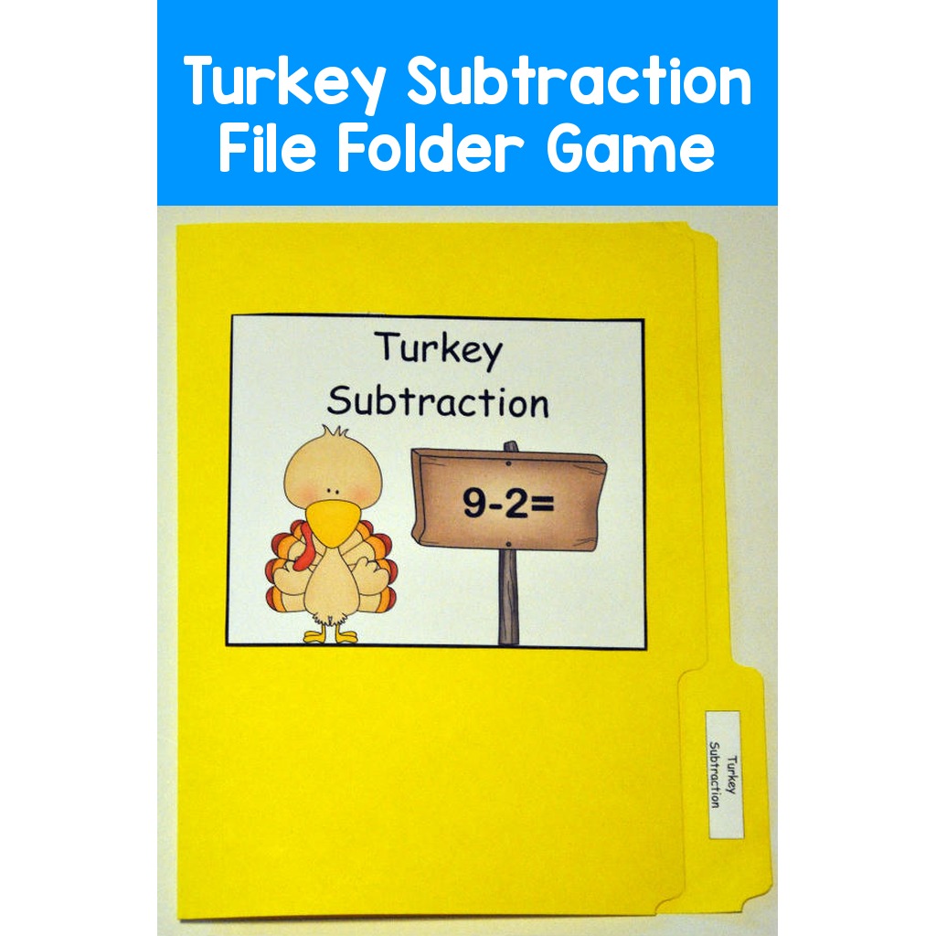 Turkey Subtraction File Folder Game