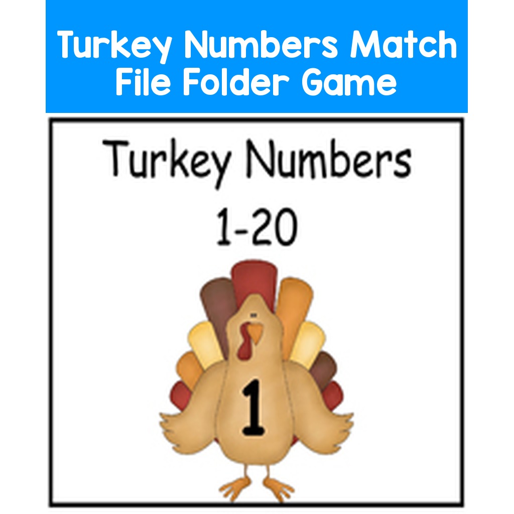Turkey Numbers Match File Folder Game