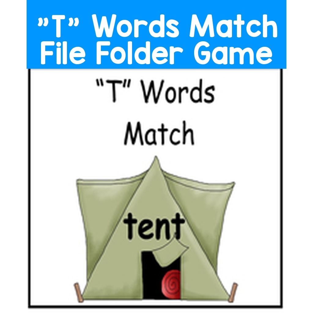 "T" Words Match File Folder Game