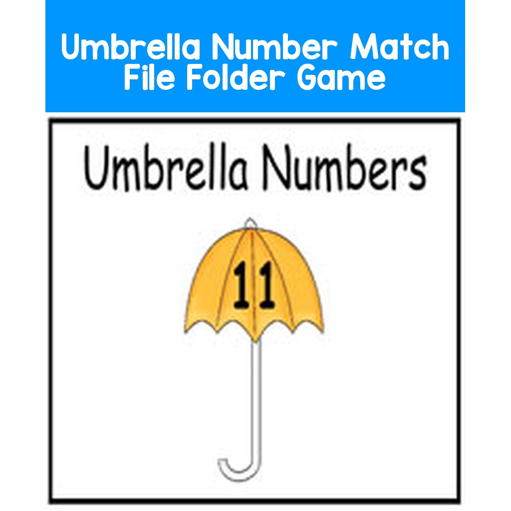 Umbrella Number Match File Folder Game