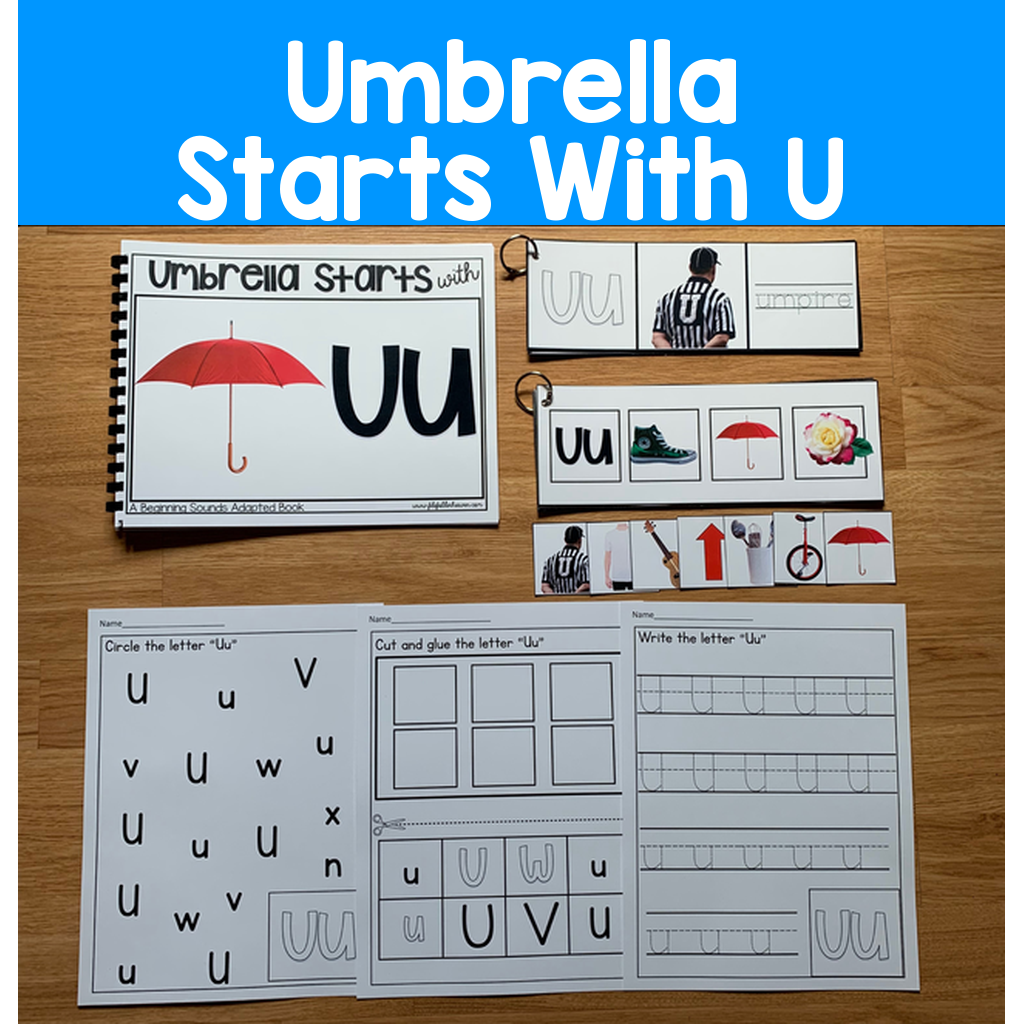 "Umbrella Starts With U" Beginning Sounds Book And Activities