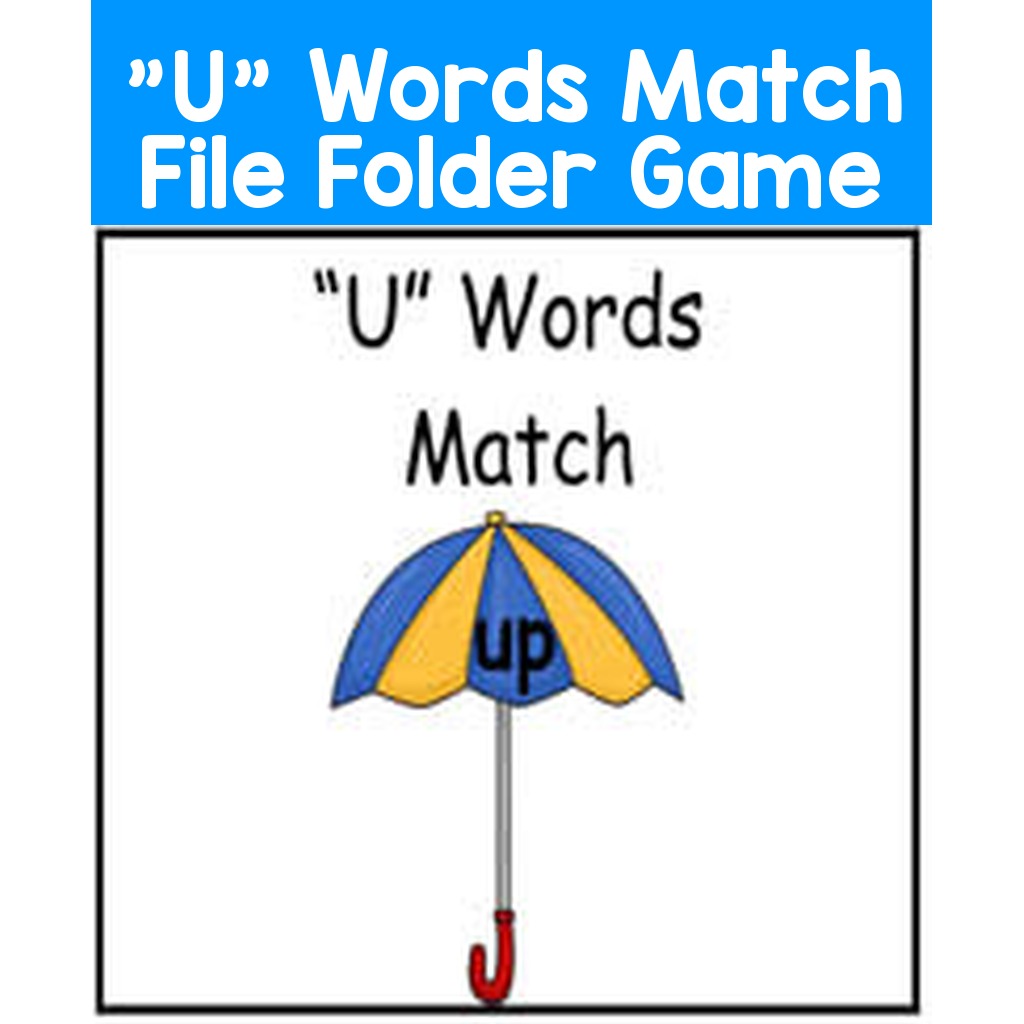 "U" Words Match File Folder Game