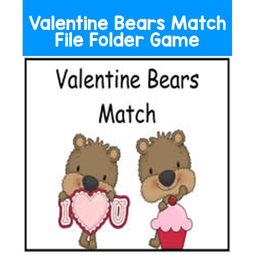 Valentine Bears Match File Folder Game