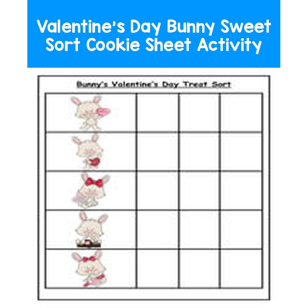 Valentine's Day Bunny Sweet Sort Cookie Sheet Activity