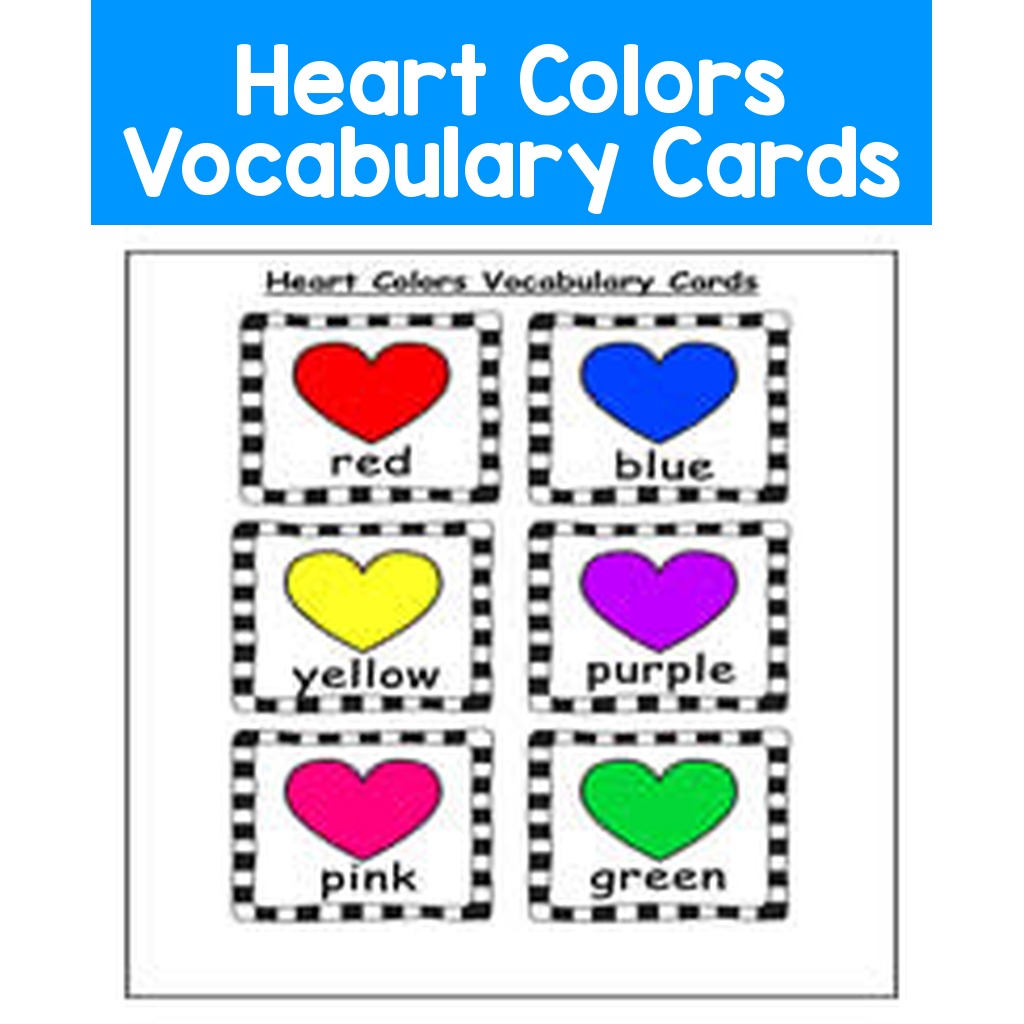 Heart Colors Vocabulary Cards