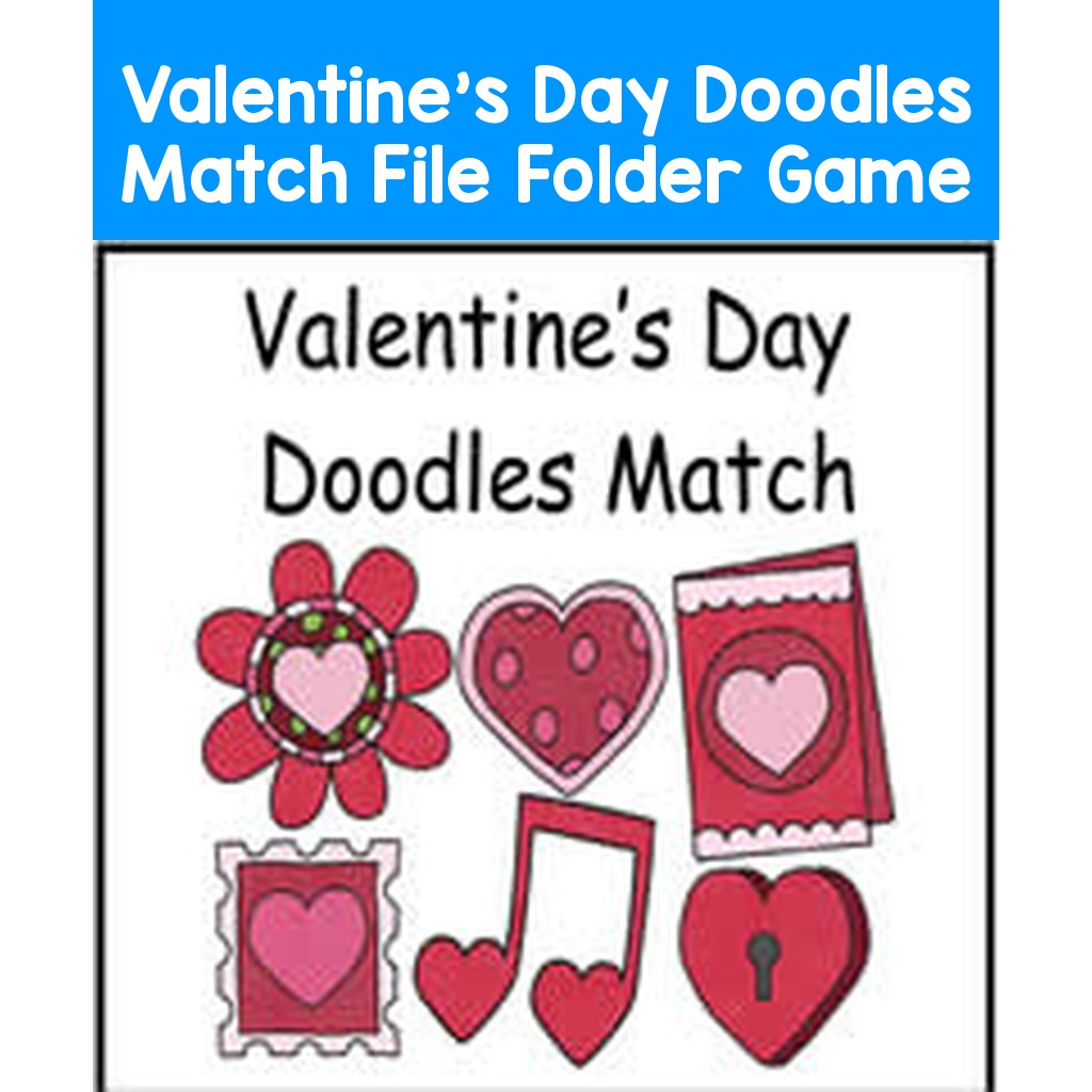 Valentine's Day Doodles Match File Folder Game