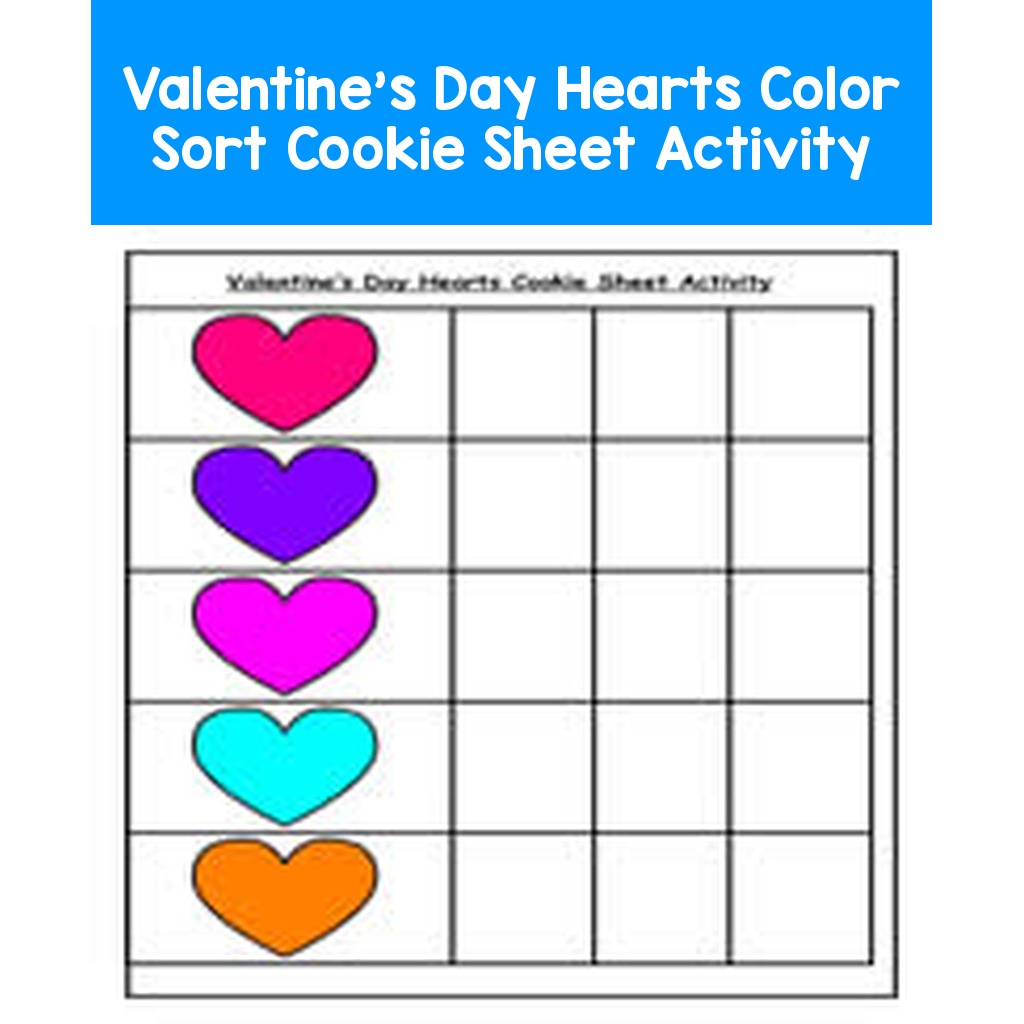 Valentine's Day Hearts Color Sort Cookie Sheet Activity