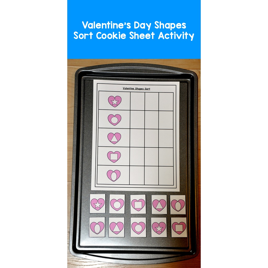 Valentine's Day Shapes Sort Cookie Sheet Activity