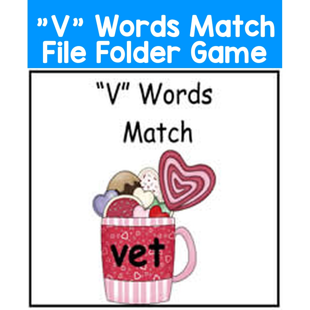 "V" Words Match File Folder Game