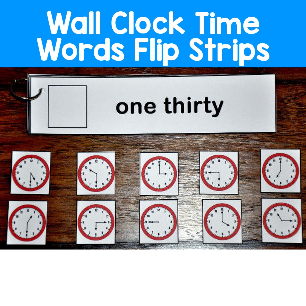 Wall Clock Time Words Flip Strips