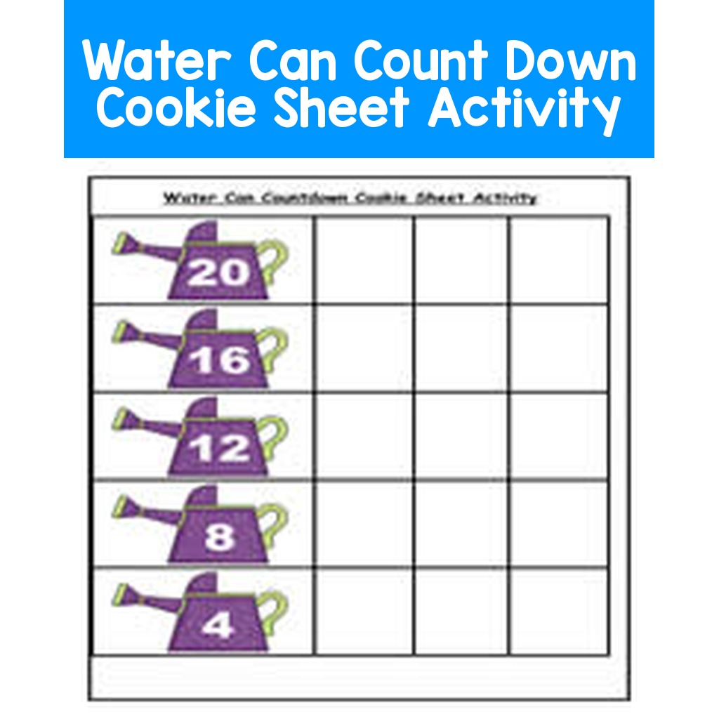 Water Can Count Down Cookie Sheet Activity