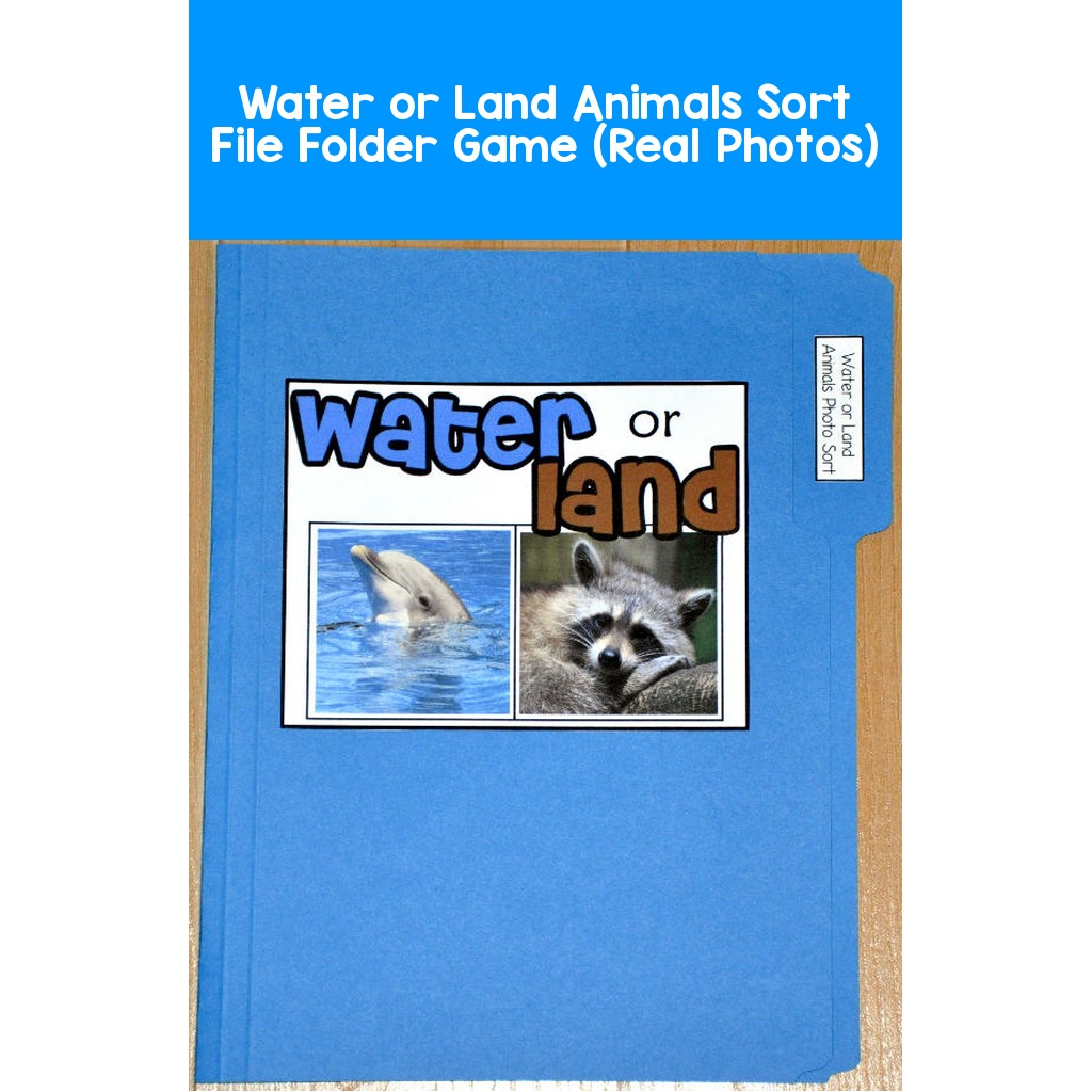 Water or Land Animals Sort File Folder Game (Real Photos)
